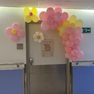 Medium Balloon Arch + 2 Flower Balloons (Queens Royal Hospital Gift)